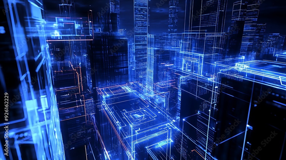 Poster futuristic urban energy grid with ai-optimized distribution and augmented reality interfaces
