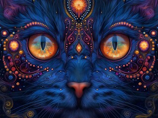mystical cosmic feline gaze art