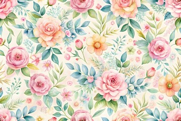 Delicate flowers hand drawn. Seamless pattern with dahlia, roses, anemones. digital printing textile pattern wallpaper
