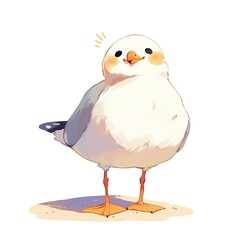 Beautiful illustration of a seagull with a white background isolated kawaii