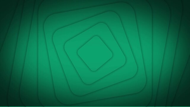 Concentric squares shape rotating minimal animation green and white background