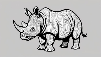 Obraz premium Coloring page, cute rhinoceros