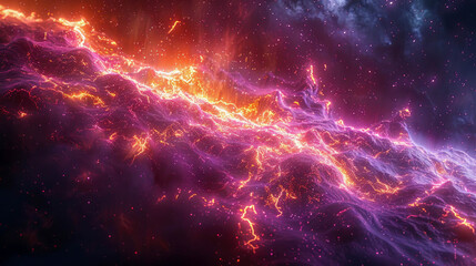 Obraz premium Vibrant purple and pink nebula with intricate light patterns in deep space