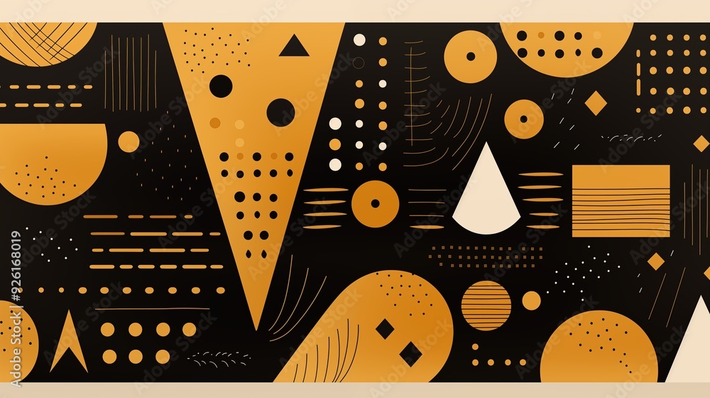 Poster minimalism background. a modern abstract design featuring geometric shapes in black and gold tones. 