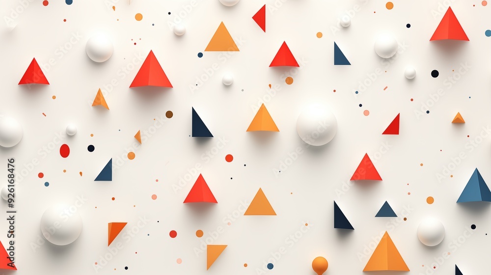 Poster minimalism background. a vibrant abstract pattern featuring various geometric shapes including trian