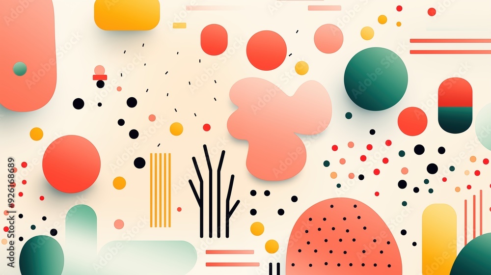 Poster minimalist background. a vibrant abstract composition featuring various geometric shapes and pattern