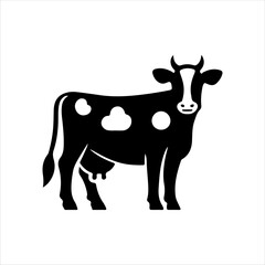 Milk cow silhouette vector illustration design on white background.