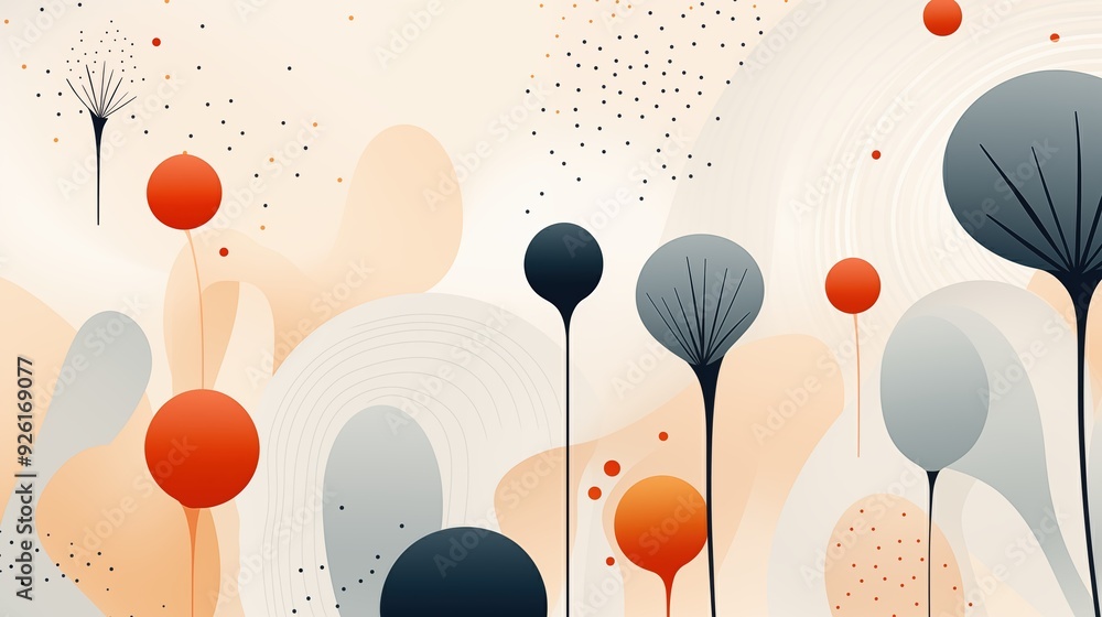Poster minimalist background. an abstract design featuring organic shapes and lines in soft colors. the com