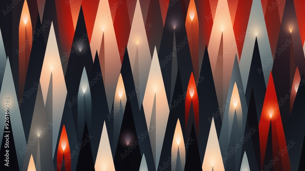 Poster minimalist background. an abstract pattern featuring sharp, triangular shapes in a gradient of red, 