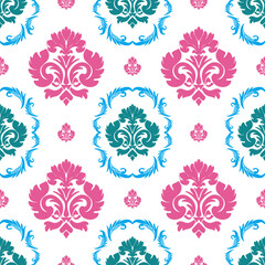 Damask seamless pattern element. Vector classical luxury old fashioned damask ornament, royal victorian seamless texture for wallpapers, textile, wrapping. Vintage exquisite floral baroque template