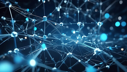 Detailed blue background 3D rendering of a digital network connection, Unlimited connectivity