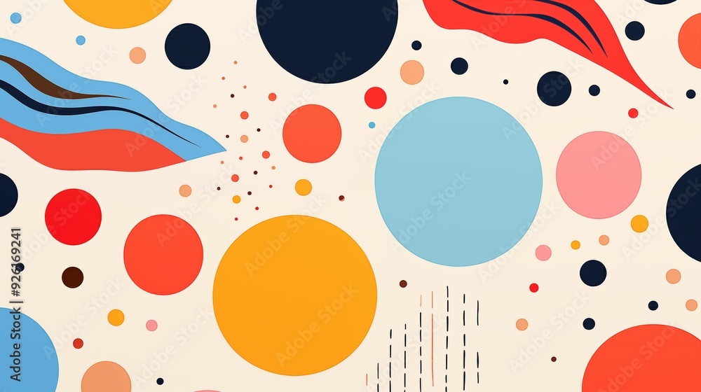 Poster minimalistic background. a vibrant abstract pattern featuring various colorful circles and organic s