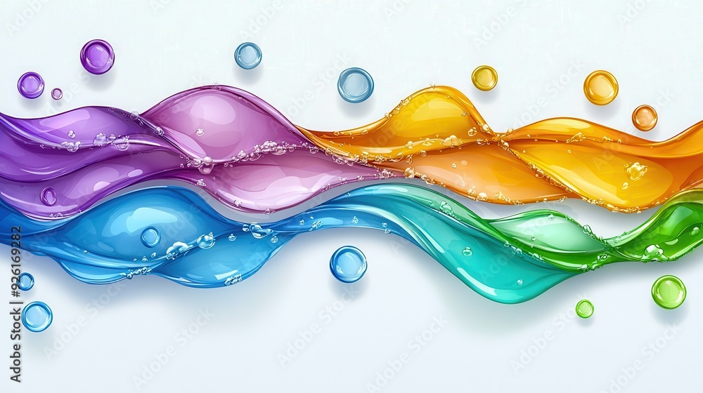 Poster colorful waves of liquid flow together, creating a vibrant and dynamic visual effect. perfect for ar