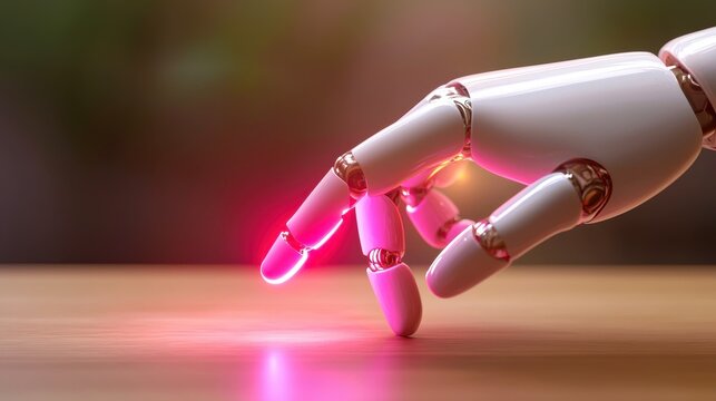 A futuristic robotic hand reaching towards a glowing light, symbolizing advanced technology and innovation in automation.