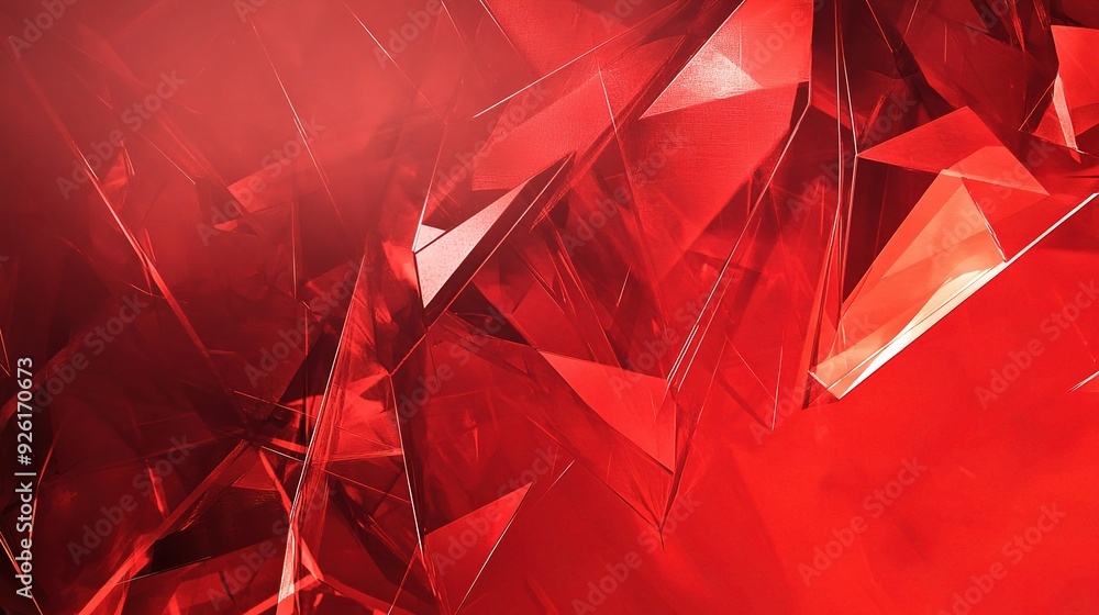 Poster abstract red crystal: a mesmerizing abstract backdrop of shimmering red crystal shards, with a soft,