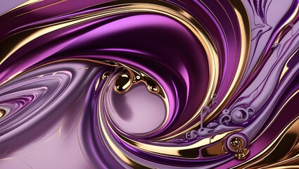 Dreamlike Surreal Abstract Background with Purple and Gold Fluid Patterns