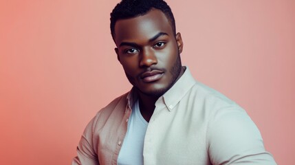 Obraz premium Portrait of a Young Man with a Serious Expression