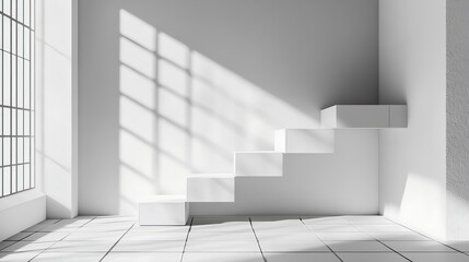 Obraz premium Geometric Wireframe Model on Gradient Background with Monochrome Palette - Ideal for Minimalist Ad Space Design