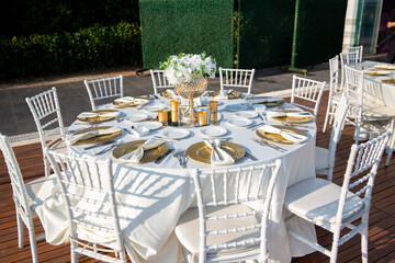 The elegant wedding table ready for guests.