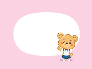 Cute little bear student cartoon characters, wearing student uniform in back to school. illustration vector premium.