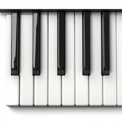 Naklejka premium A single piano key clipart, music element, close-up view, white and black, isolated on white background