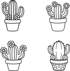 set of cactus plants