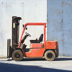 Man on forklift in a factory transporting box Forklift Truck with Argentina Flag Color. Made in Argentina Close-up of a forklift steering wheel in a wood shop, Generative AI