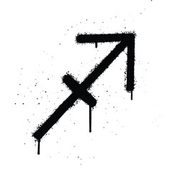 Graffiti spray sagittarius isolated on white background
