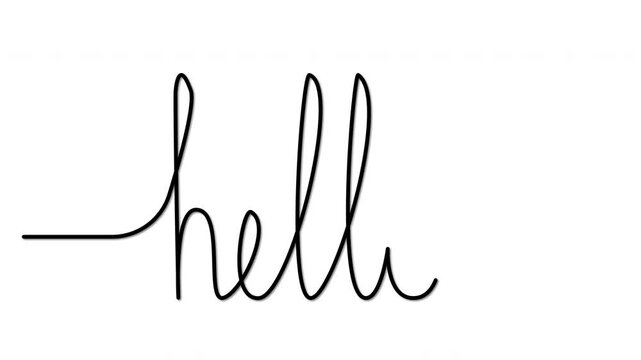 Hello word handwriting animation. Animated script on white background.