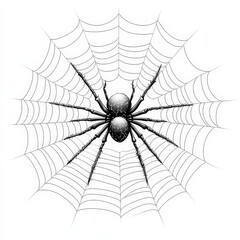 Obraz premium A single spider web clipart, Halloween element, detailed, white, isolated on white background