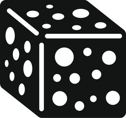 Solid black icon of a cheese cube, with holes representing air bubbles