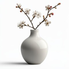  single vase clipart, decor element, elegant ceramic, minimalist design, isolated on white background