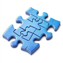Fototapeta premium A single jigsaw puzzle piece clipart, game element, interlocking, blue, isolated on white background