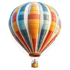 Fototapeta premium A single hot air balloon clipart, adventure element, colorful pattern, isolated on white background