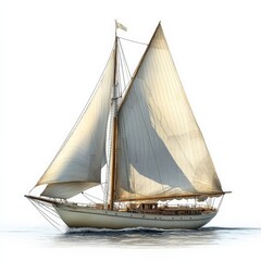 Obraz premium A single sailboat clipart, nautical element, classic design, white sails, isolated on white background 