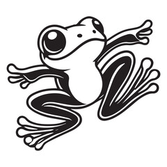 Fototapeta premium Frog Clipart, Frog silhouette, A frog Hopping Harmony Illustration in black and white