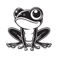 Obraz premium Frog Clipart, Frog silhouette, A frog Eager Elevation Illustration in black and white