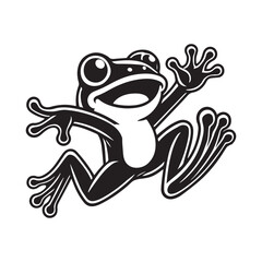 Frog Clipart, Frog silhouette,  A frog Exuberant Escapade Illustration in black and white