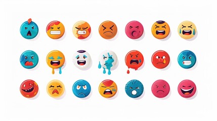 Set of emojis of mood expressions simple illustrations icons. Emoticons.