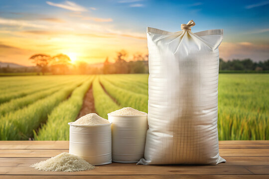 Plastic Sack Mockup, Big Bag Mockup, white plastic canvas bag for rice or agriculture product.