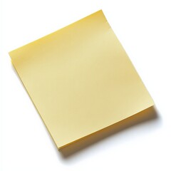 A single post-it note clipart, office supply element, sticky note, pale yellow, isolated on white background 