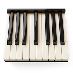 Naklejka premium A single piano key clipart, music element, close-up view, white and black, isolated on white background