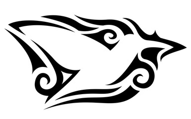 Isolated tribal tattoo art with white hummingbird