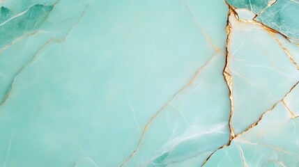 Fototapeta premium Elegant marble texture featuring teal and white hues with gold veins, perfect for backgrounds and design projects.