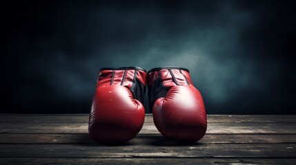 Boxing gloves clash, ideal for fight night poster with space for text, intense pre match moment
