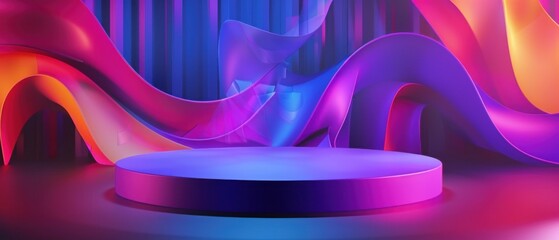 Abstract Neon Background with Platform.