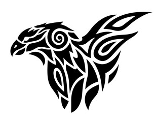 Tribal tattoo art with black predatory bird