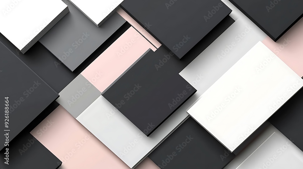 Poster modern abstract pastel background with vector squares in flat design style
