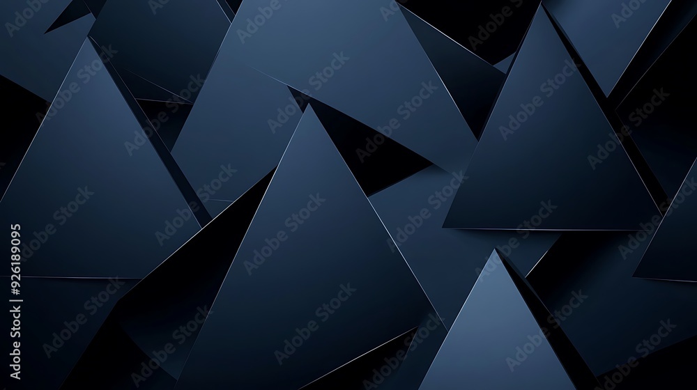 Poster dynamic abstract banner with large triangles on dark blue background in vector illustration style