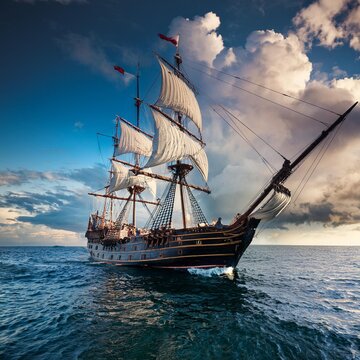 carrack ship on the sea, AI generated